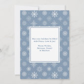 Calligrafie Snowflakes Fotoplein Stustblauw Feestdagenkaart (Achterkant)