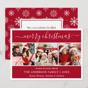 Calligrafie Snowflakes Merry KerstRed 3 Foto Feestdagenkaart