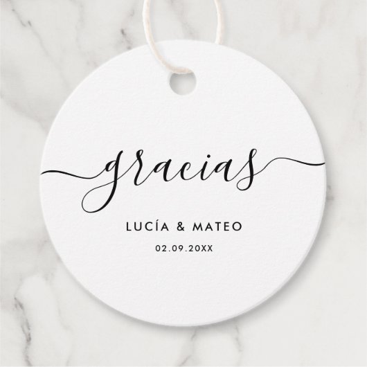Calligrafie Spaans Dank u bruiloft Gracias Bedankjes Labels (Voorkant)