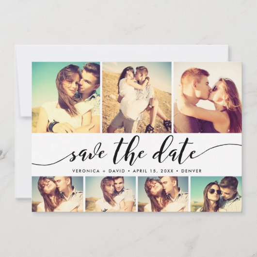 Calligrafie sparen Datum 7 de Collage van het Net  Save The Date (Voorkant)