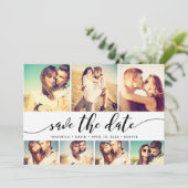 Calligrafie sparen Datum 7 de Collage van het Net  Save The Date (Staand voorkant)