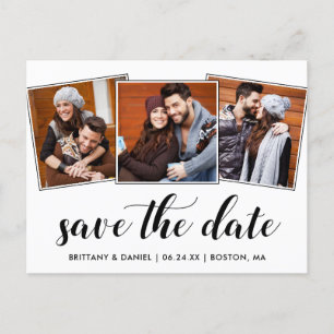 Calligrafie sparen de Datum Verloving 3 Foto Briefkaart