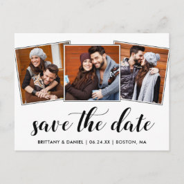 Calligrafie sparen de Datum Verloving 3 Foto Briefkaart