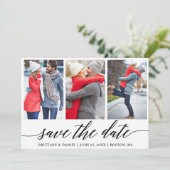 Calligrafie Sparen de Datum Verloving 3 Fotokaart Kaart (Staand voorkant)