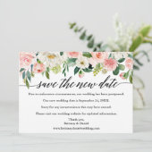 Calligrafie Sparen de Nieuwe Datum roze Floral Kaa Save The Date (Staand voorkant)