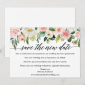 Calligrafie Sparen de Nieuwe Datum roze Floral Kaa Save The Date (Voorkant / Achterkant)