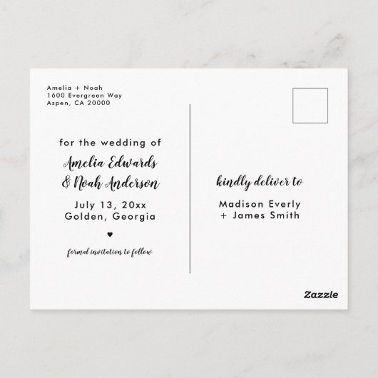 Calligrafie sparen het Briefkaart van de Datum (Achterkant)