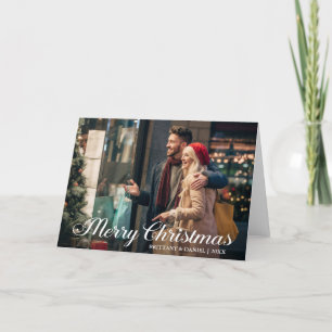 Calligrafie Star Merry kerstle Couple Foto Fold Kaart