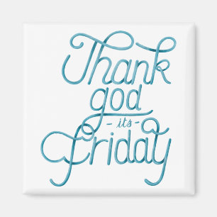 Calligrafie-sticker, godzijdank, het is friday Quo Magneet