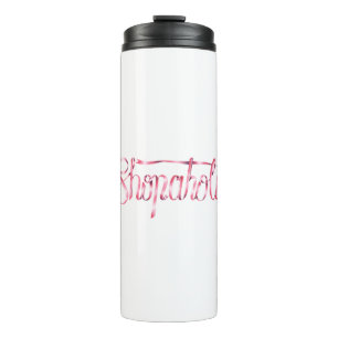 Calligrafie sticker verkoopprijsopgave thermosbeker