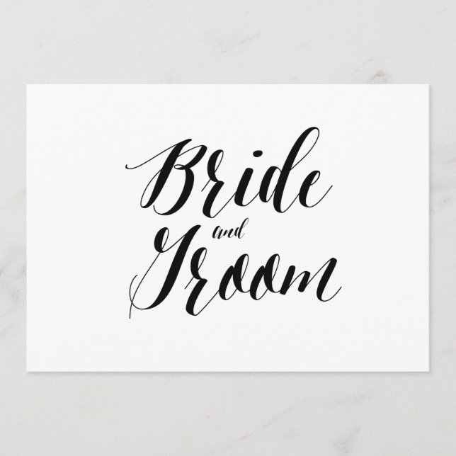 Calligrafie Stijl "Bride and Groom" Weddenschap (Voorkant)