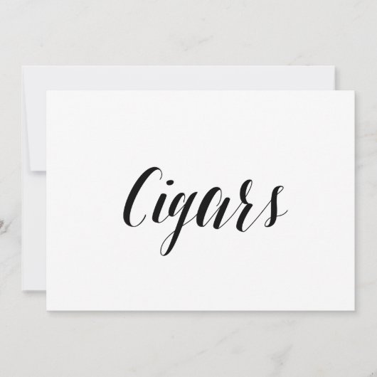 Calligrafie Stijl "Cigars" Wedding Sign Kaart (Voorkant)
