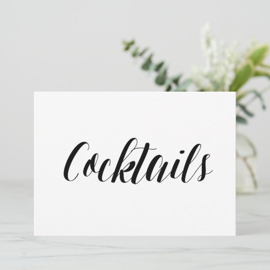 Calligrafie Stijl "Cocktails" Weddenschap Kaart (Staand voorkant)