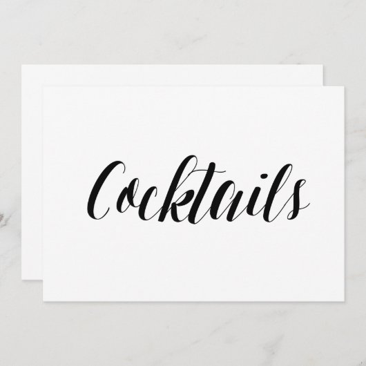 Calligrafie Stijl "Cocktails" Weddenschap Kaart (Voorkant / Achterkant)