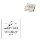 Calligrafie Swash Typografie Naam Adres #4 Rubberstempel (Gestempeld)