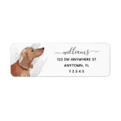 Calligrafie Tan Dachshund Return-adres Etiket (Voorkant)