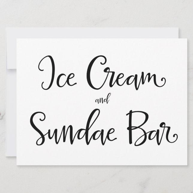 Calligrafie | Teken "Ice Cream and Sundae Bar" (Voorkant)