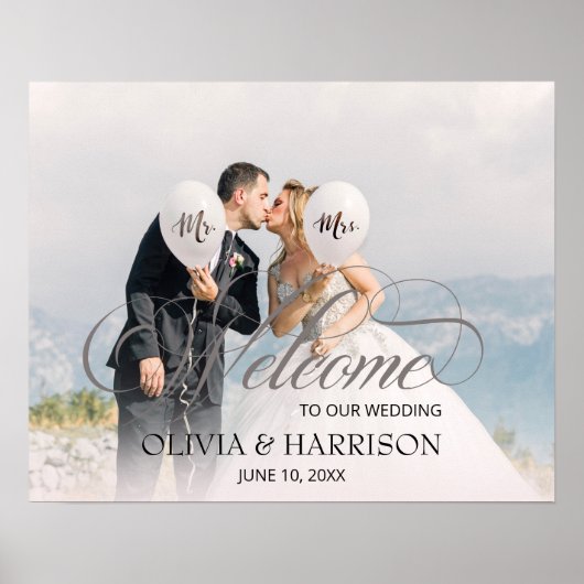 Calligrafie Tekst Overlay Foto Bruiloft Welkom Poster (Voorkant)