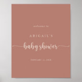 Calligrafie Terracotta Baby shower Welkom Poster (Voorkant)