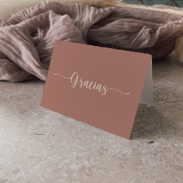 Calligrafie Terracotta Folded Wedding Gracias Kaar Bedankkaart