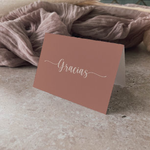 Calligrafie Terracotta Folded Wedding Gracias Kaar Bedankkaart