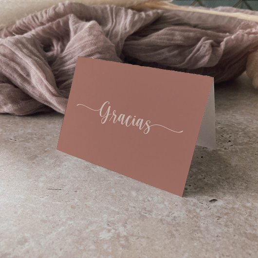 Calligrafie Terracotta Folded Wedding Gracias Kaar Bedankkaart