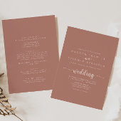 Calligrafie Terracotta Front & Back Wedding Kaart