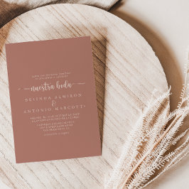 Calligrafie Terracotta Nuestra Boda Wedding Kaart