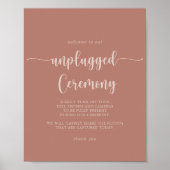 Calligrafie Terracotta Unplugged Ceremony Sign Poster (Voorkant)
