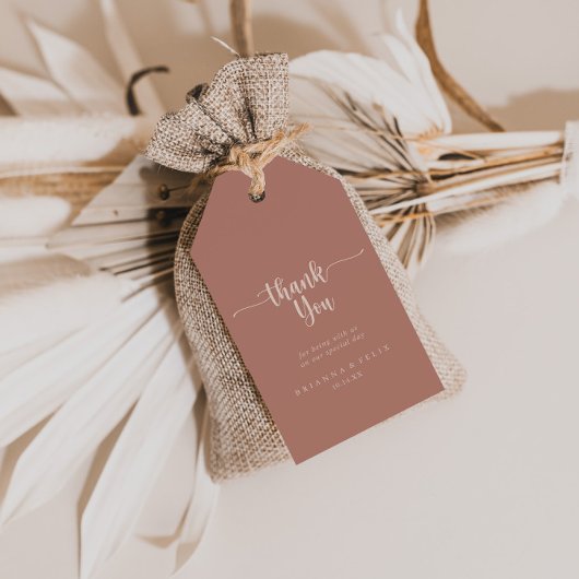 Calligrafie Terracotta Wedding Bedankt Cadeaulabel