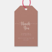Calligrafie Terracotta Wedding Bedankt Cadeaulabel (Voorkant)
