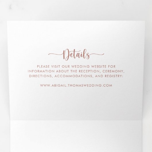 Calligrafie Terracotta Wedding Drieluik Uitnodiging (Binnenzijde eerst)