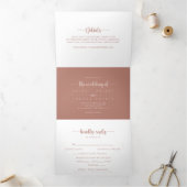 Calligrafie Terracotta Wedding Drieluik Uitnodiging (Binnen)