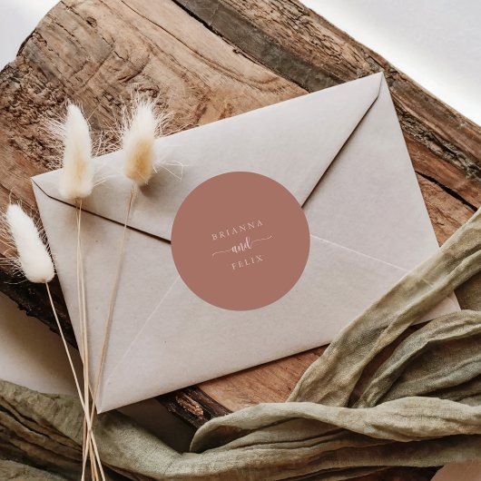 Calligrafie Terracotta Wedding Envelope-zegels Ronde Sticker
