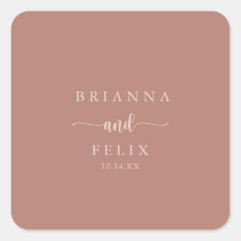 Calligrafie Terracotta Wedding Envelope-zegels Vierkante Sticker