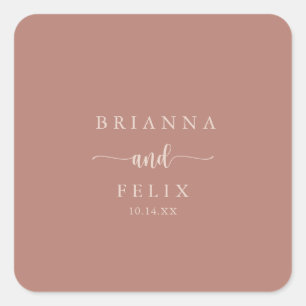 Calligrafie Terracotta Wedding Envelope-zegels Vierkante Sticker