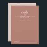 Calligrafie Terracotta Wedding Words of Wisdom Advieskaart<br><div class="desc">Deze calligrafie terracotta trouwwoorden van een wijsheids-advieskaart zijn perfect voor een ritje. Het eenvoudige en elegante ontwerp kenmerkt klassieke en fancy manuscripttypografie. Deze kaarten zijn perfect voor een bruiloft, vrijgezellenfeest, baby shower, graduatiedag en nog veel meer. Pas de kaarten aan met de namen van de bruid en de bruidegom, ouders-aan-zijn...</div>