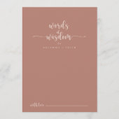 Calligrafie Terracotta Wedding Words of Wisdom Advieskaart (Voorkant)