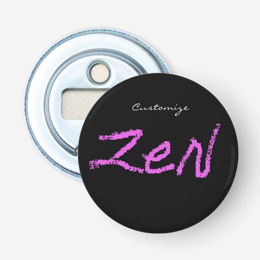 calligrafie Thunder_Cove roze/zwart Button Flesopener (Voorkant)