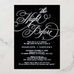 Calligrafie tijdloos Zilver De nacht ervoor Folie Uitnodiging