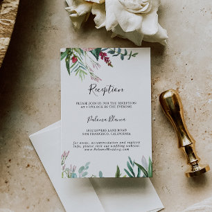 Calligrafie Tropical Floral Wedding Reception Informatiekaartje