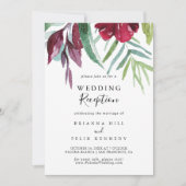 Calligrafie Tropisch Bloem Bruiloftsreceptie Kaart (Voorkant)