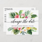 Calligrafie Tropische Verander de datum Nieuwe dat Briefkaart (Voorkant / Achterkant)