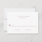 Calligrafie Trouwantwoord | Bourgogne Marsala RSVP Kaartje (Voorkant)