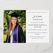 Calligrafie Twee Afstuderen foto-Folie Folie Uitnodiging (Achterkant)