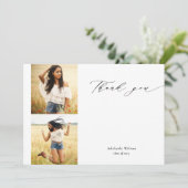 Calligrafie Twee Foto Afstuderen Dank u Bedankkaart (Staand voorkant)