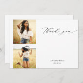Calligrafie Twee Foto Afstuderen Dank u Bedankkaart (Voorkant / Achterkant)