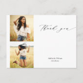 Calligrafie Twee Foto Afstuderen Dank u Briefkaart (Voorkant)