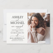 Calligrafie Typografie 2 Foto Engagement Party Kaart (Voorkant)