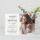 Calligrafie Typografie 2 Foto Engagement Party Kaart (Staand voorkant)